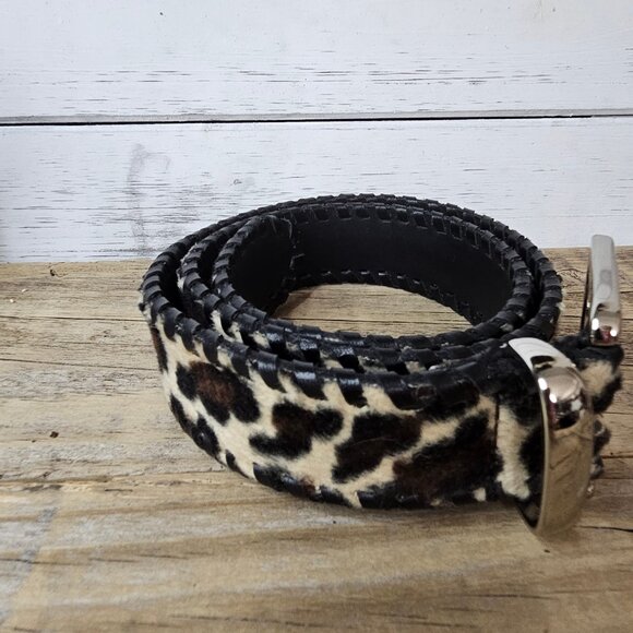 No Brand Leopard Print Silver Buckle Belt size small - Picture 2 of 7